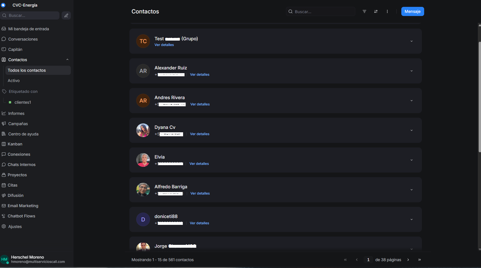 Gestión de contactos y base de datos de clientes en AvanziaChat