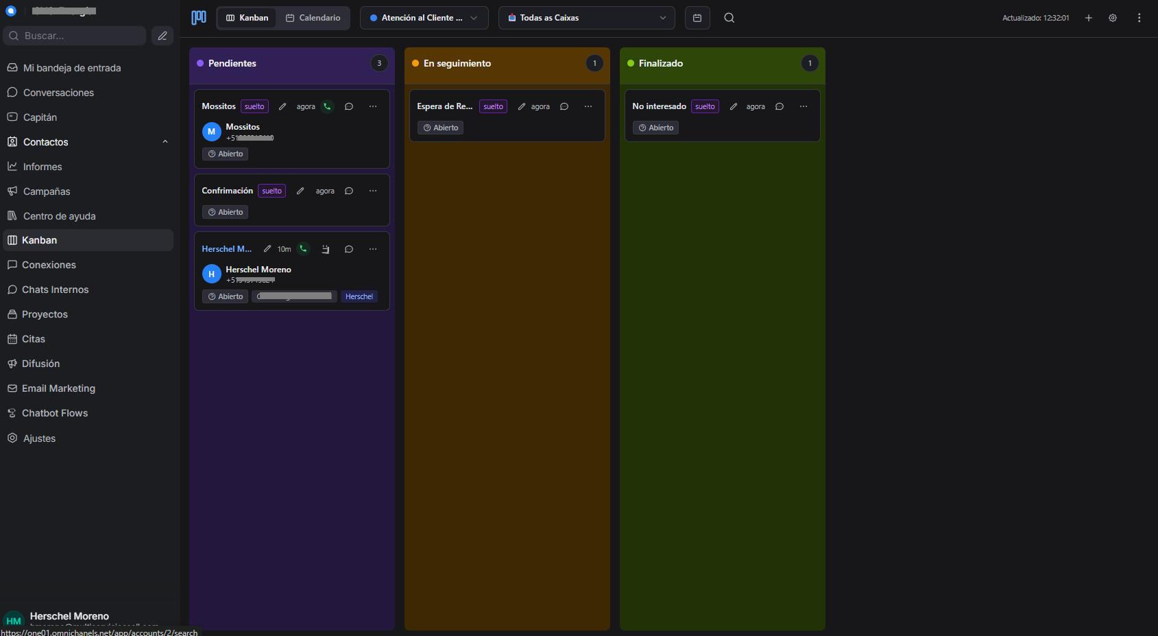 Tablero Kanban de AvanziaChat para la gestión y seguimiento de tareas en equipo
